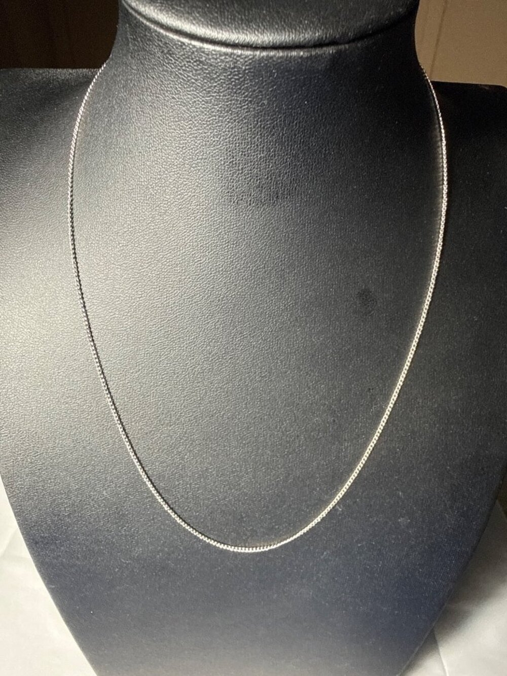 Silver Tone Dainty Curb Chain Necklace Thin Flat Link Choker Layering Minimalist